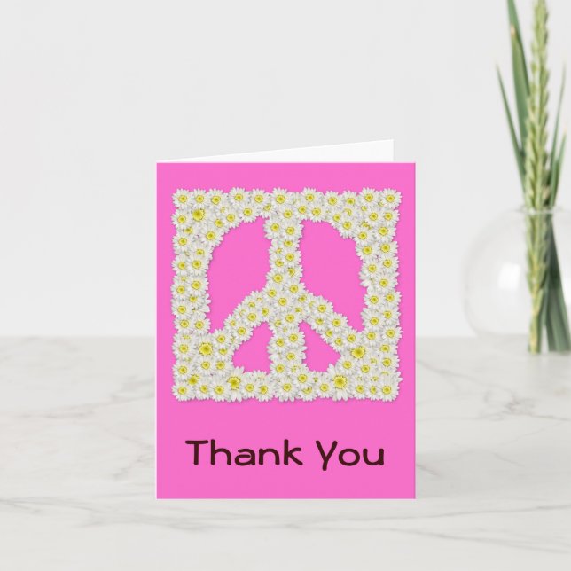 Daisy Peace Sign Thank You Note (Front)