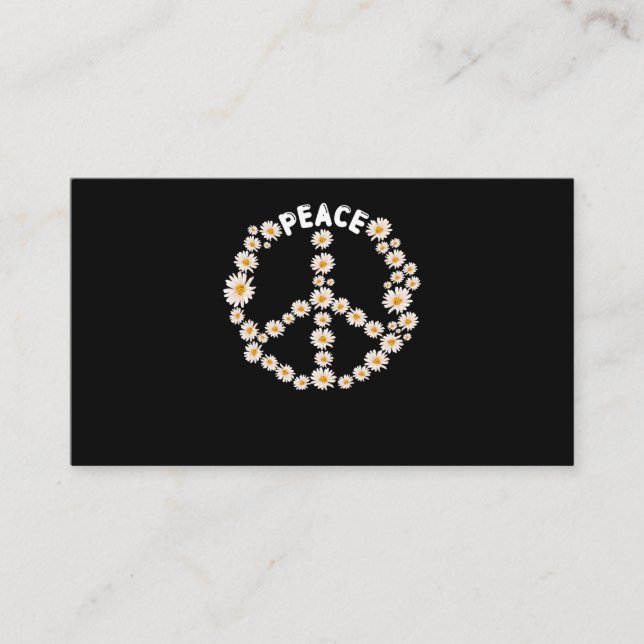 Daisy Peace Sign Women Gardener Hippie Business Card (Front)