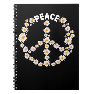 Daisy Peace Sign Women Gardener Hippie Notebook