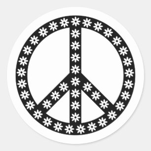 Daisy Peace Symbol Classic Round Sticker