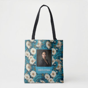 Daisy Petal Female Birthday Modern Blue Tote Bag
