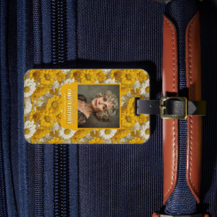 Daisy Petal Fifty Birthday Modern Yellow Luggage Tag