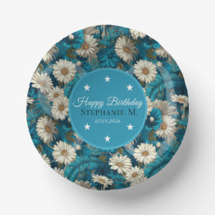 Daisy Petal Forty Birthday For Best Friend Blue Paper Plate