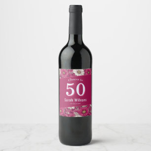 Daisy Petal Forty Mum's Birthday For Women Wine Label