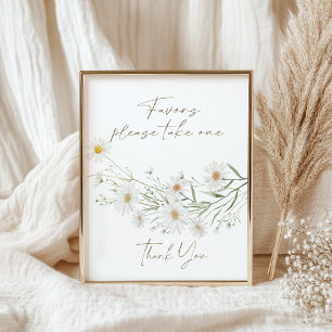 Daisy Petals Floral Favours Baby Shower Sign