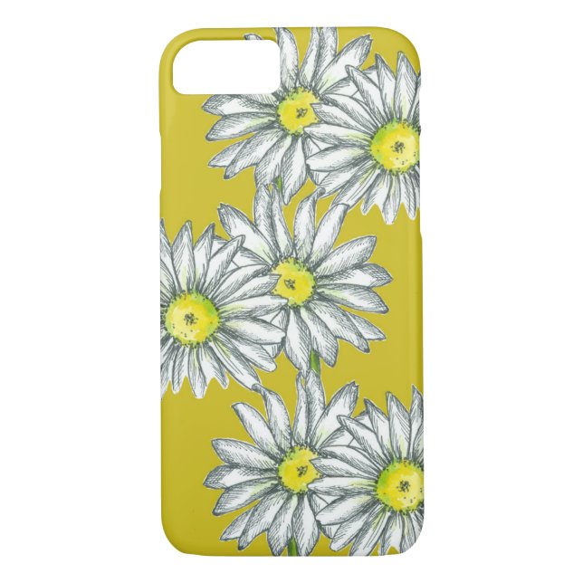 Daisy Phone Case Mustard Yellow Floral Art (Back)