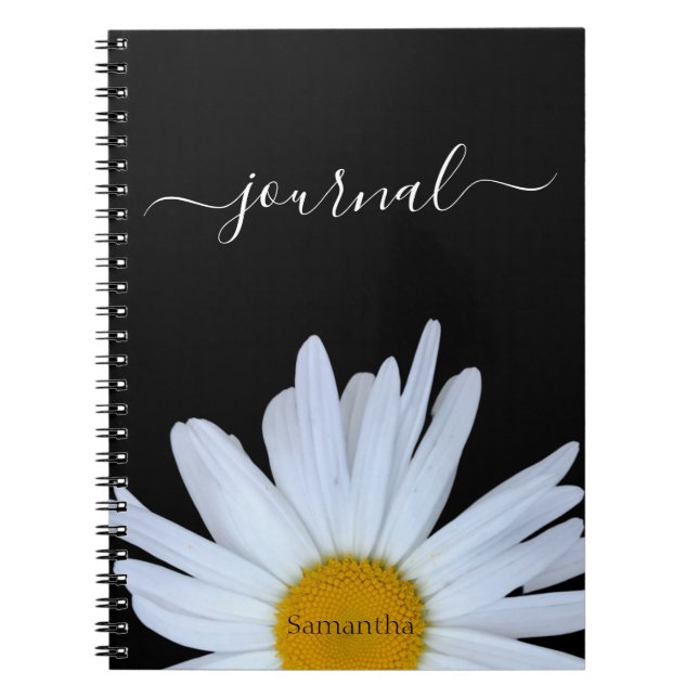 Daisy Photo Black Journal Spiral Photo Notebook (Front)
