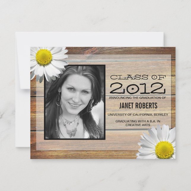 Daisy Photo Graduation Invitation (Front)