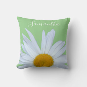 Daisy Photo Green Elegant White Script Cushion