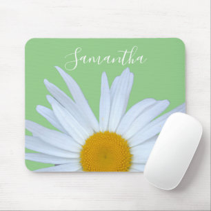 Daisy Photo Green Elegant White Script Mouse Mat