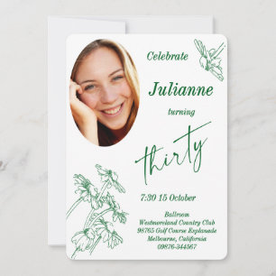 Daisy Photo Thirtieth Birthday Party Invitation