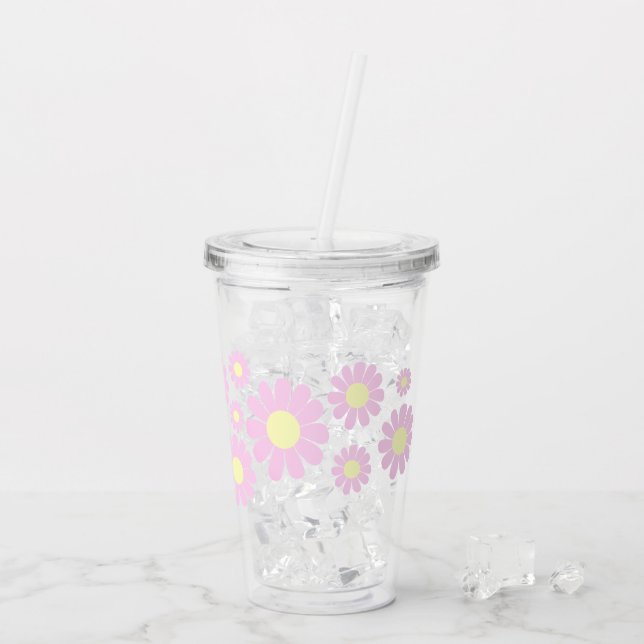 Daisy Pink  Acrylic Tumbler (Back Ice)