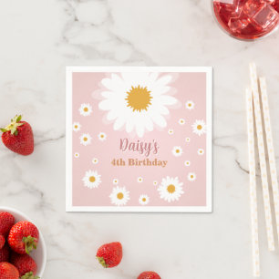 Daisy Pink Any Age Birthday Napkin