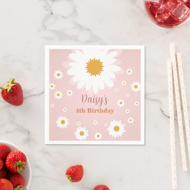 Daisy Pink Any Age Birthday  Napkin (Insitu)