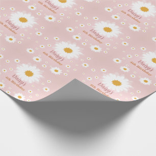 Daisy Pink Any Age Birthday Wrapping Paper