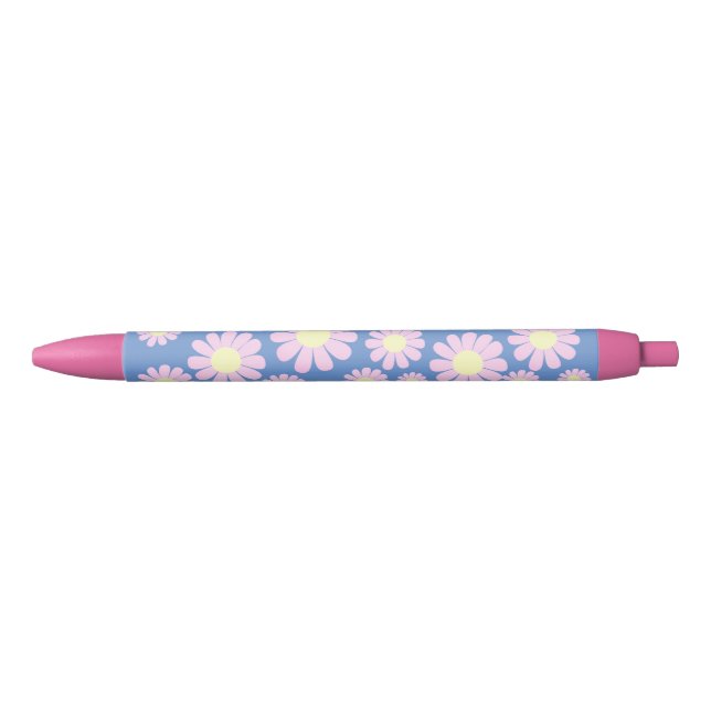 Daisy Pink Blue  Black Ink Pen (Front)