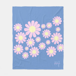 Daisy Pink Blue Fleece Blanket