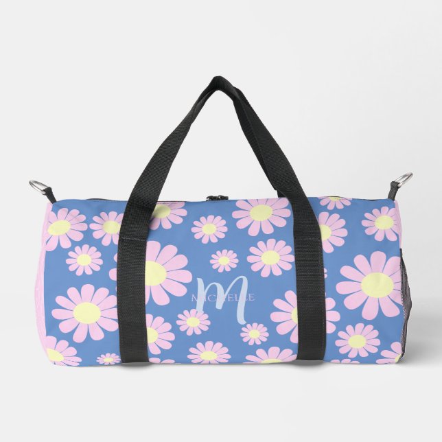Daisy Pink Blue Print Cut Sew Bag (Front)
