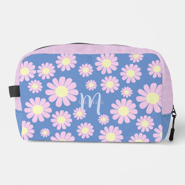 Daisy Pink Blue Print Cut Sew Bag (Front)