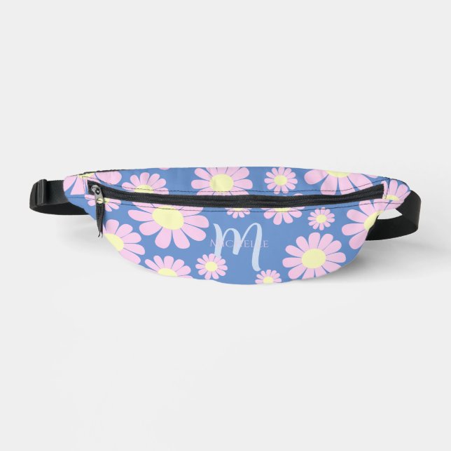 Daisy Pink Blue Print Cut Sew Bag (Front)