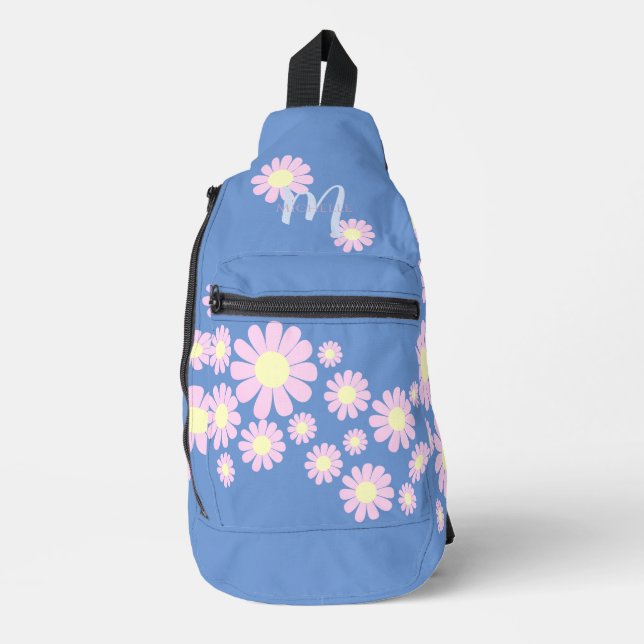 Daisy Pink Blue Sling Bag (Front)