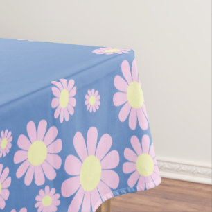 Daisy Pink Blue  Tablecloth