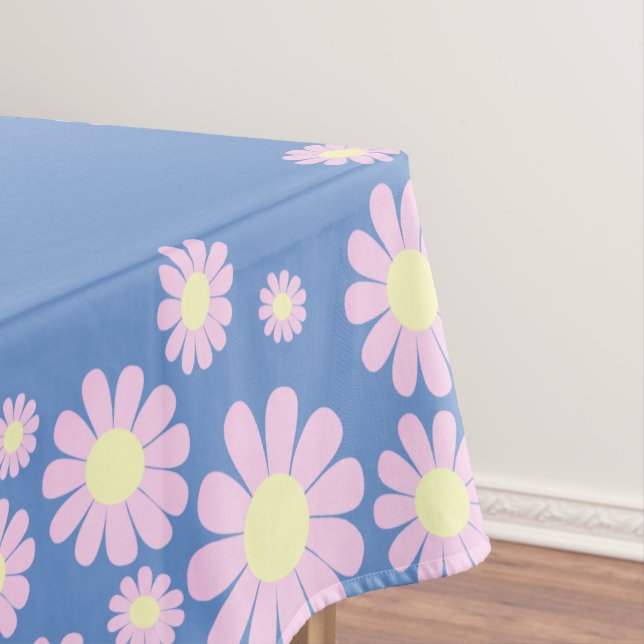 Daisy Pink Blue  Tablecloth (In Situ)
