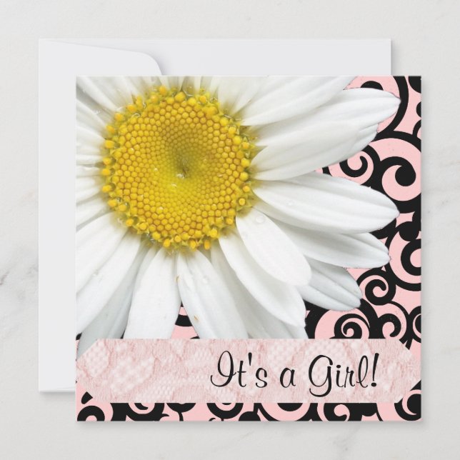 Daisy Pink Girl Baby Shower Invitation (Front)