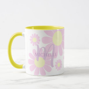 Daisy Pink Monogram Mug