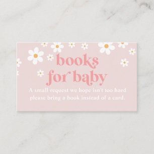Daisy Pink Retro Baby Shower Books for Baby Enclosure Card