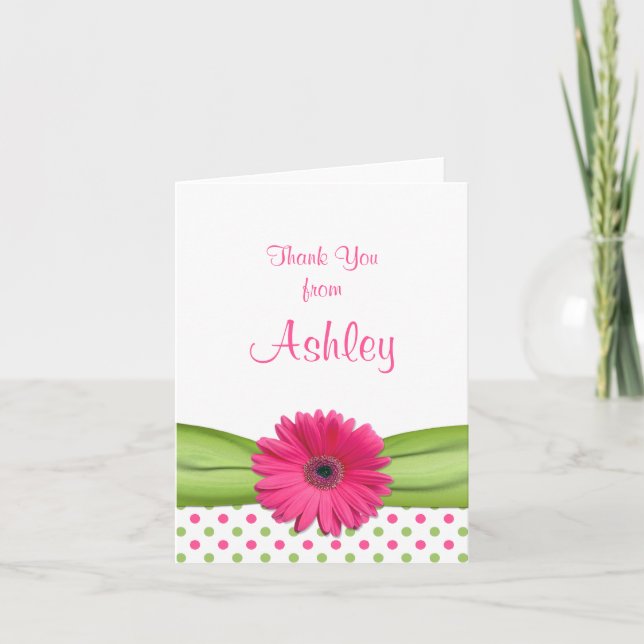 Daisy Polka Dot Daisy Bat Mitzvah Thank You Card (Front)