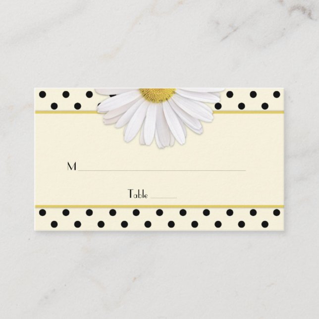 Daisy Polka Dots Wedding Place Cards (Front)