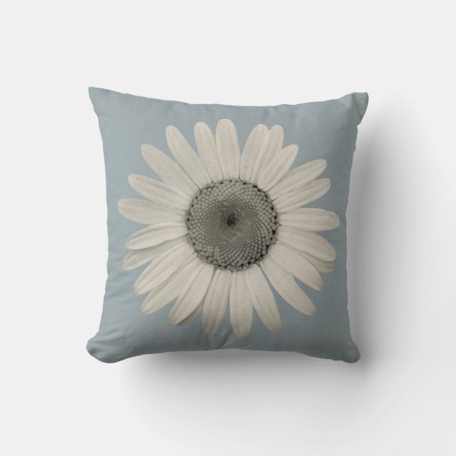 Daisy Pop of Colour Blue Grey Cushion (Front)