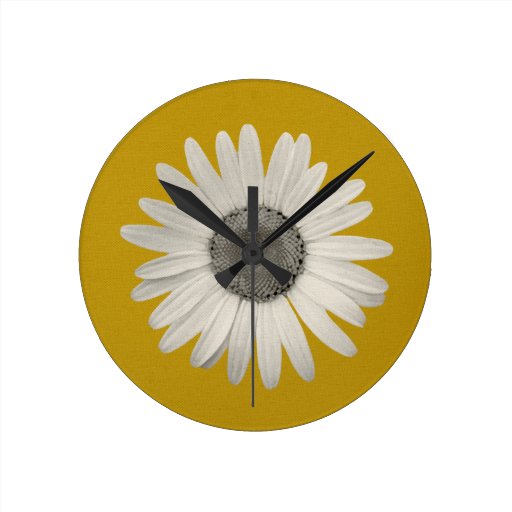 Image of Daisy Pop of Colour Mustard Yellow Round Clock