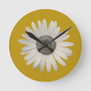 Daisy Pop of Colour Mustard Yellow Round Clock