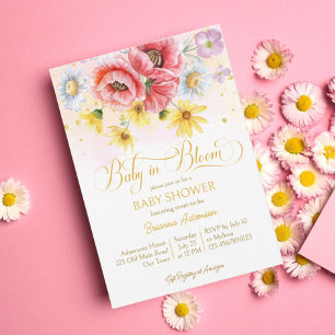 Daisy poppy baby in bloom baby shower template