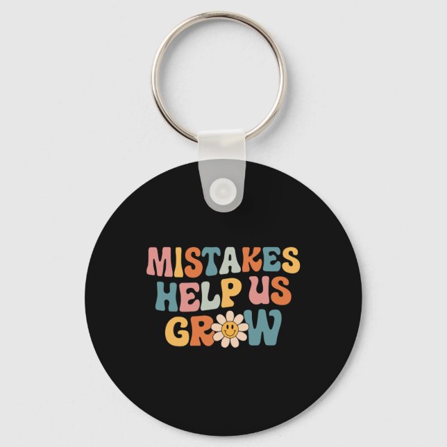 Daisy Positive Growth Mindset Retro Teacher Back T Key Ring (Front)