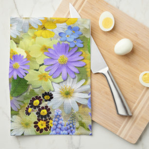 Daisy ,Primrose, Daffodil Flowers Tea Towel