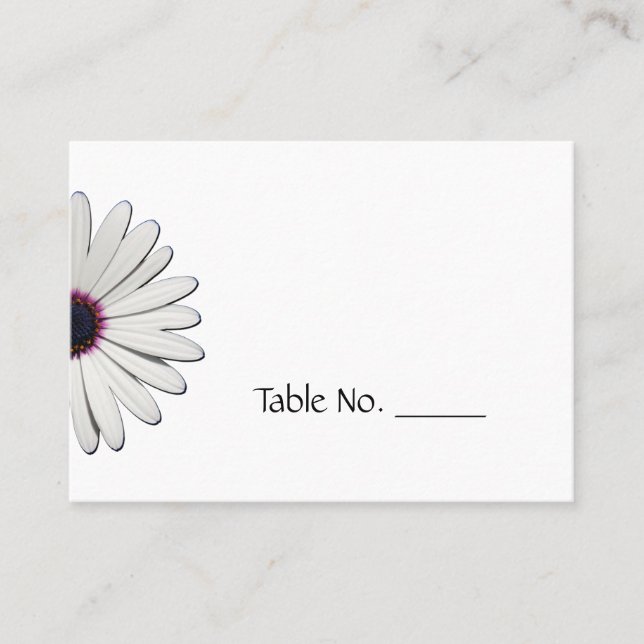 Daisy Purple Individual Wedding Table Number Cards (Front)