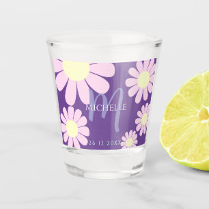 Daisy Purple Monogram Shot Glass