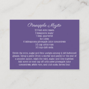 Daisy Purple Wedding Signature Drink Recipe Enclosure Card