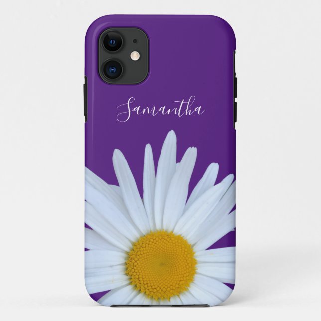 Daisy Purple White Script  Case-Mate iPhone Case (Back)