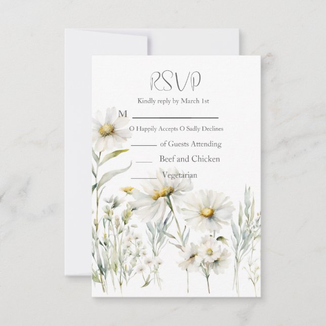 Daisy QR Code Wedding RSVP Card (Front)