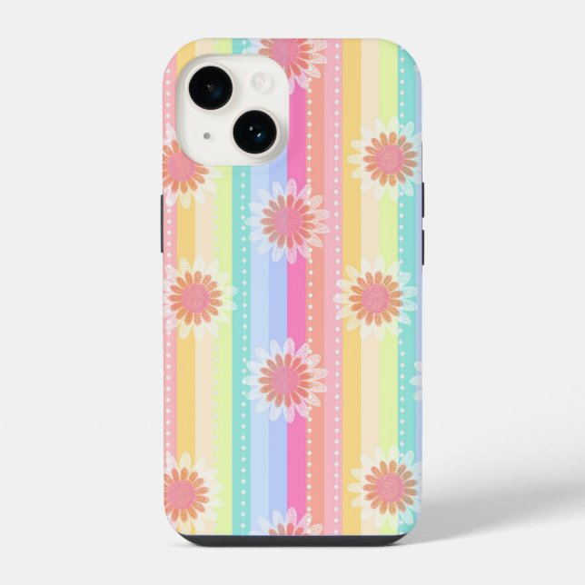 Daisy rainbow stripes phone case (Back)