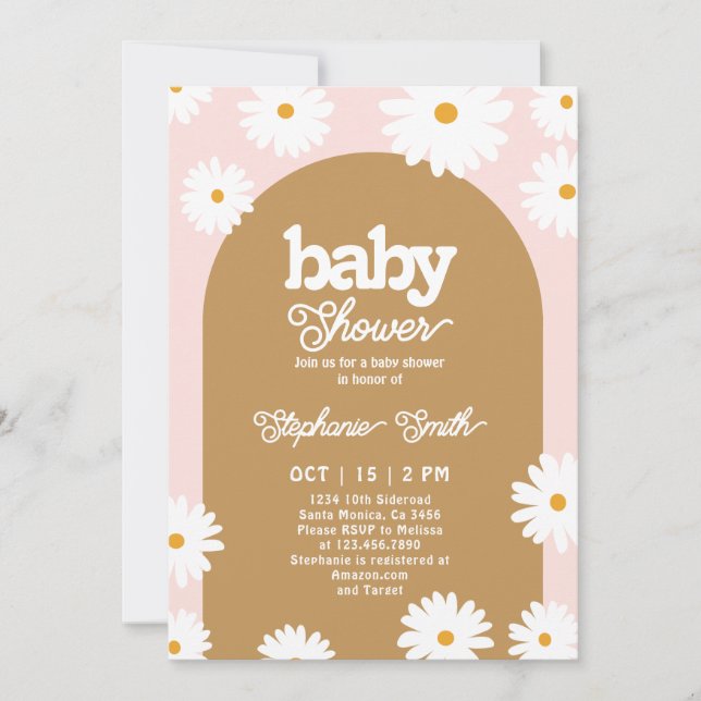 Daisy Retro Baby Shower Invitation (Front)