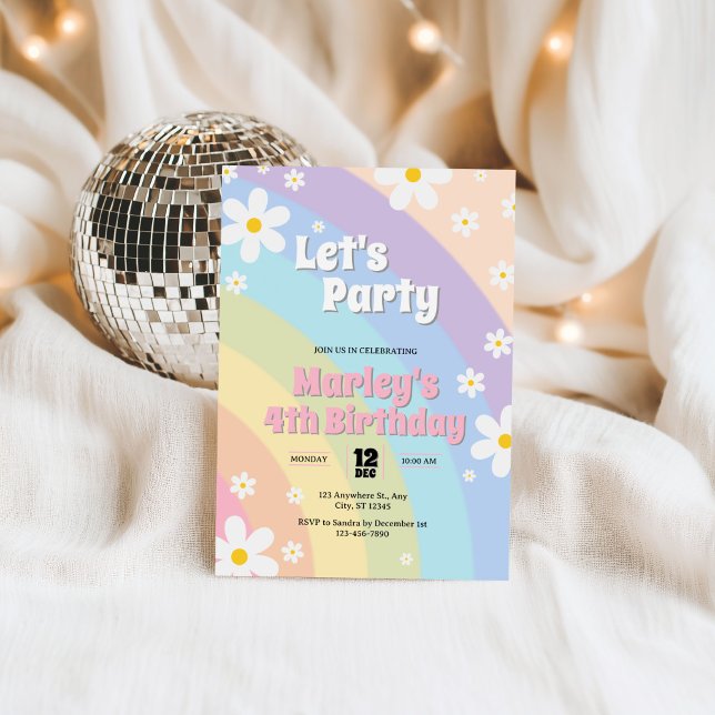 Daisy Retro Birthday Invitation (Creator Uploaded)