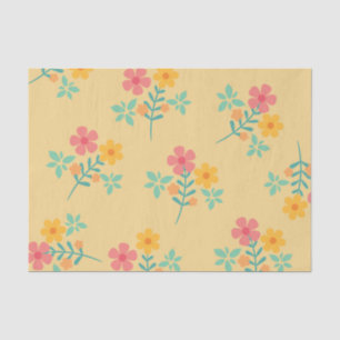 Daisy Retro Bouquet Pattern in Yellow  Tissue Paper