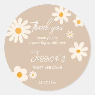 Daisy retro desert baby shower boho classic r round sticker