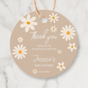Daisy retro desert baby shower boho thank you favour tags