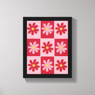 Daisy Retro Flower Pattern Canvas Print